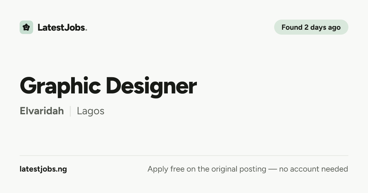 Graphic Designer at Elvaridah – Lagos, Nigeria | LatestJobsNG